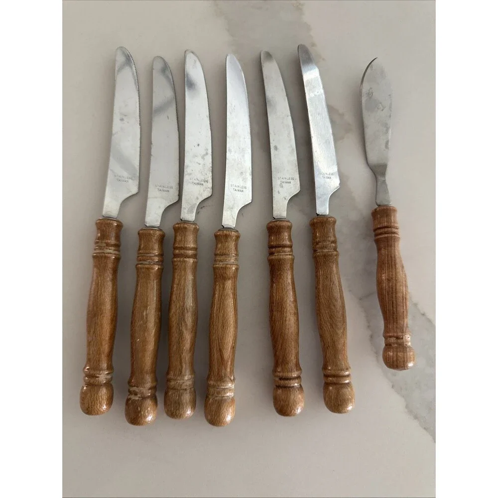 Wood Handle Cutlery Set Stainless Steel Flatware 19-Piece Replacement
